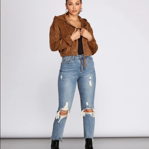 CROPPED CORDUROY BOMBER JACKET - Picture 2 of 8